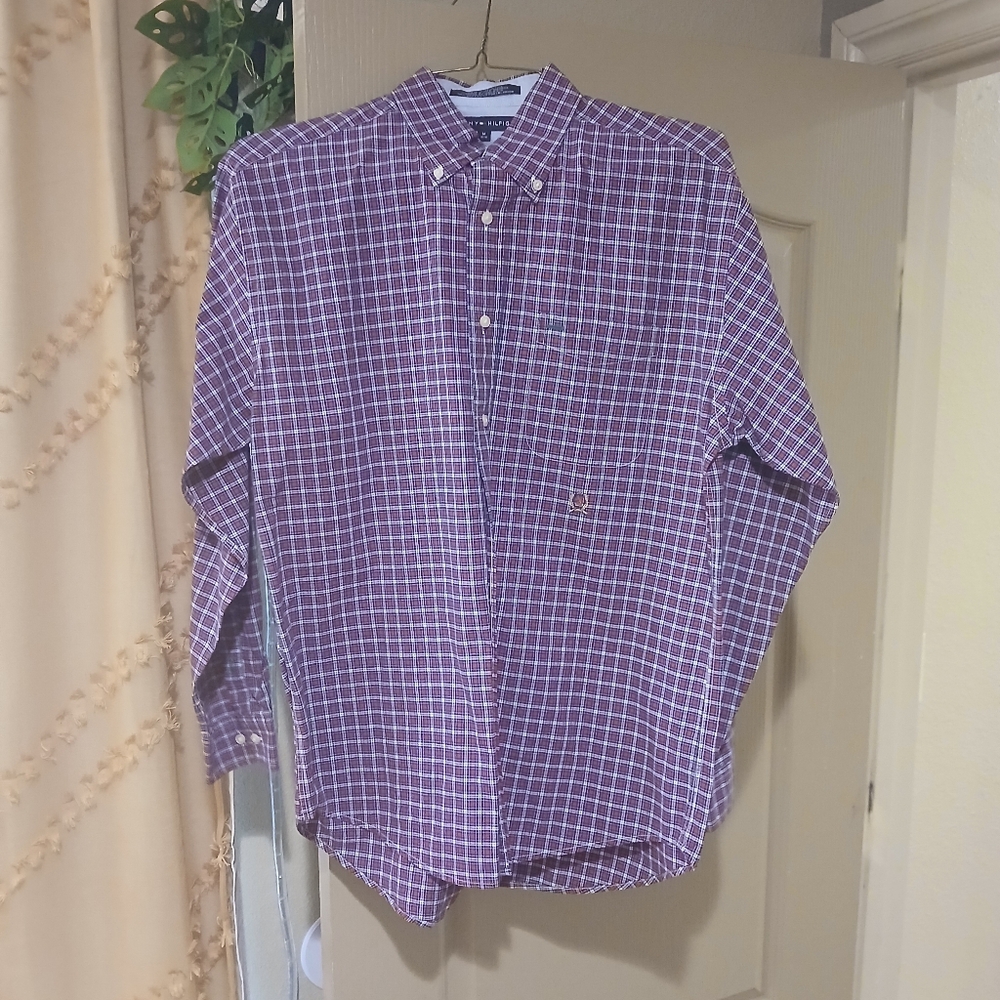 Tommy Hilfiger Red Casual Button Down Shirt